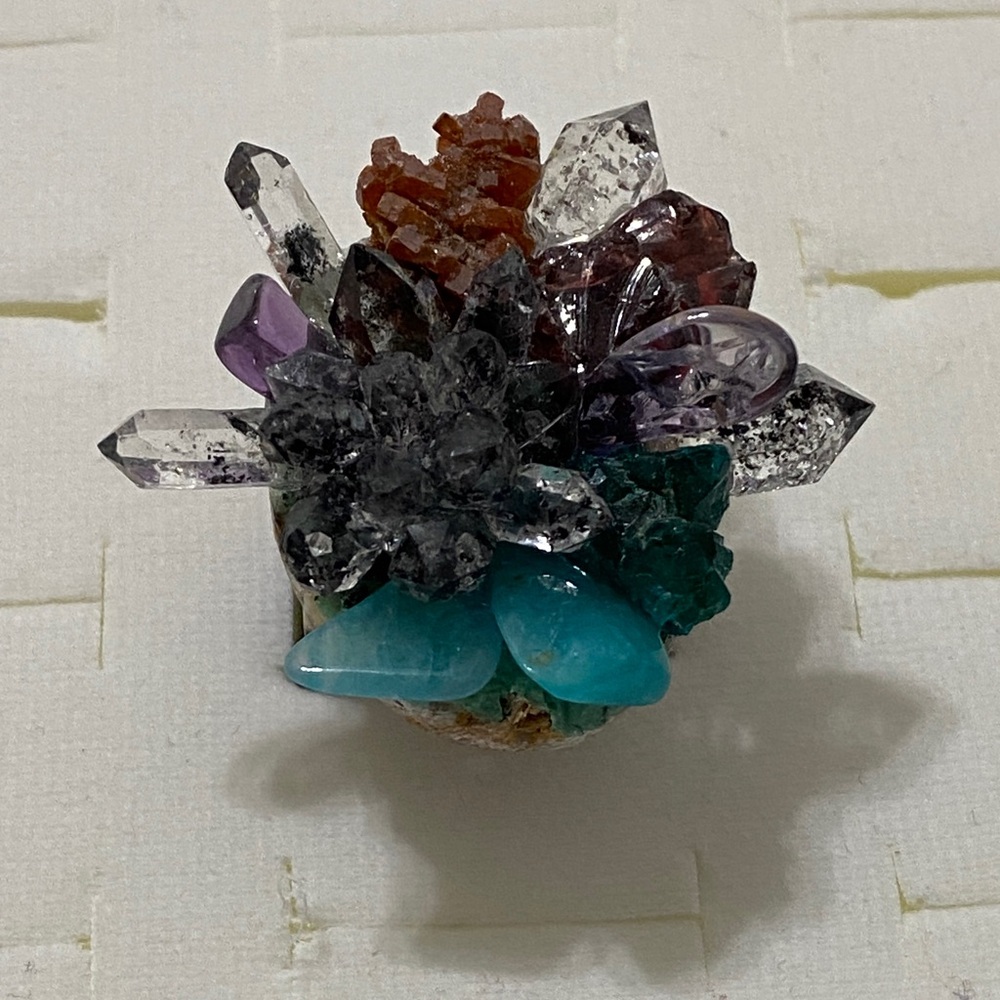 Multicolor Crystal Cluster Statement Ring - image 7